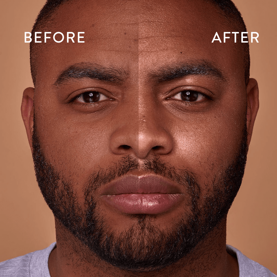 Creamy cleanser pumped into palm showing balanced oil-lifting texture before circular face massage